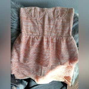 Alice + Olivia Pink Tweed Strapless Mini Dress Peplum Bustier — No Size Tag